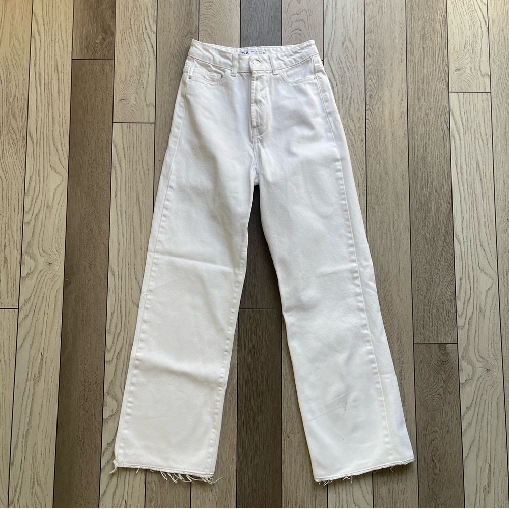 Zara White Flare & Wide Leg Jeans